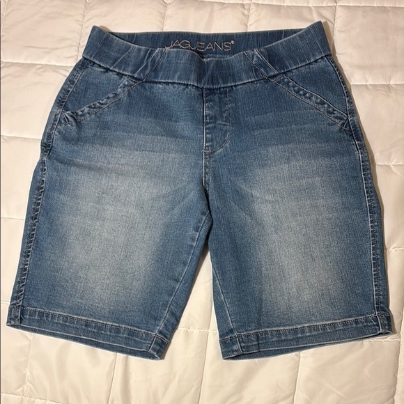 Jag Petite Gracie 7" Bermuda Jean Shorts Elastic Waist - Picture 1 of 8